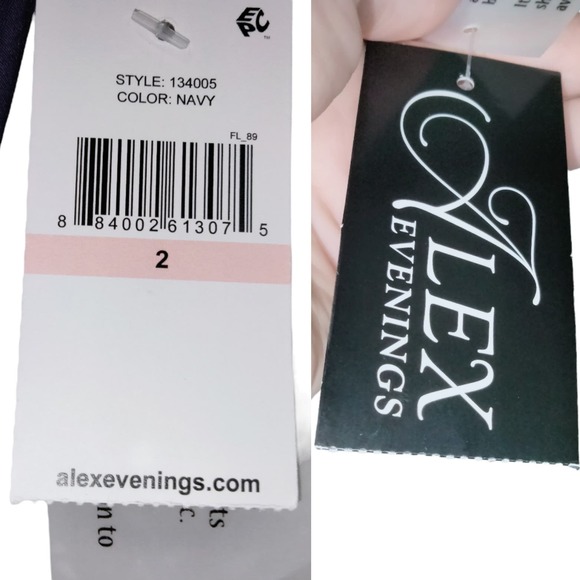 Alex Evenings Dress Womens 2 Blue Side Draped Rhinestone Brooch Wrap NEW - Picture 9 of 10